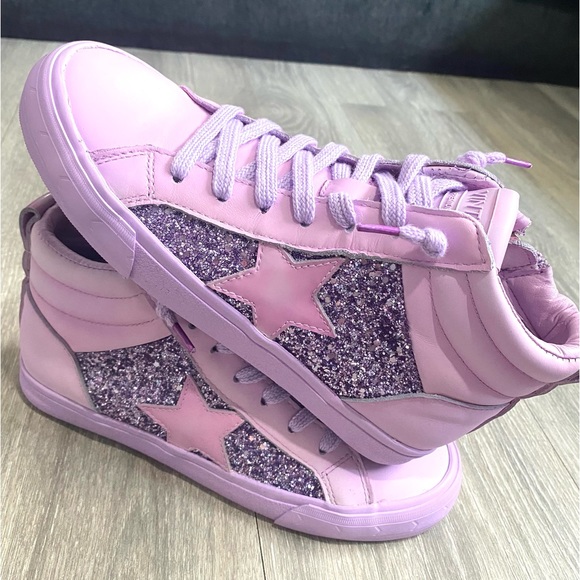 💟NIB VINTAGE HAVANA HI TOP GLITTER SNEAKERS - ALEXIS - PURPLE SIZE 6.5 or 6 1/2 - Picture 3 of 9